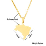 2024 new fashion stainless steel glossy Brazil map pendant necklace temperament everything collarbone chain birthday anniversary