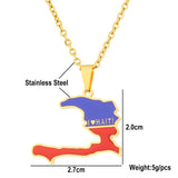 2024 new fashion stainless steel Haiti map pendant necklace temperament everything collarbone chain birthday anniversary gift