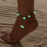 Glow In The Dark Acrylic Anklet Bracelet Boho Beach Adjustable Foot Jewelry Women And Men Weave Stackable Summer Accessories