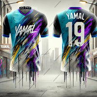 2025 Spanish Football Uniform Summer Yamal Men's No. 19 Football Uniform Breathable Sports T-shirt for Adults and Children