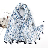 Ethnic Printed Cotton Hijab Viscose Tassels Scarf For Muslim Woman Hijabs Shawls Lady Soft Long Wraps Islim Headband Turban