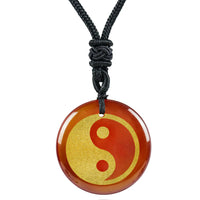 Chinese FengShui Amulet Crystal Quartz Tai Chi Yin Yang Fish Symbol Necklaces Taoist Reiki Energy Exorcism Pendants Jewelry