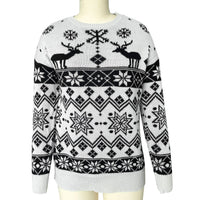 2025 Winter Women's Christmas Sweater Elk Print Knitted Jumpers Full Sleeve O Neck Casual Loose Knitwear Pullover Tops Xmas Look