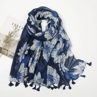 Ethnic Printed Cotton Hijab Viscose Tassels Scarf For Muslim Woman Hijabs Shawls Lady Soft Long Wraps Islim Headband Turban