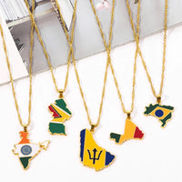 Country Map Flag Pendant Necklace Women Men Brazilian India Republic of Mali Neck Chain Hip Hop Jewelry For Friendsss Gifts
