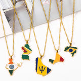 Country Map Flag Pendant Necklace Women Men Brazilian India Republic of Mali Neck Chain Hip Hop Jewelry For Friendsss Gifts