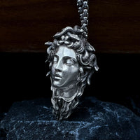 Handcrafted Sterling Silver Medusa s925 Silver Necklace Ancient Greek Myth Snake Woman Pendant Featured Pendant
