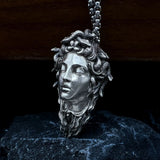 Handcrafted Sterling Silver Medusa s925 Silver Necklace Ancient Greek Myth Snake Woman Pendant Featured Pendant