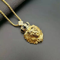 316L Stainless Steel Lion Animal Men crown corss Necklaces Chain Pendants Punk Rock Hip Hop Personality boy Jewelry