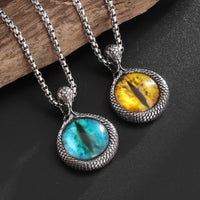 Retro Gothic Devil's Eye Pendant Snake Eyes Long Eye Necklace Men's Personalized Punk Knight Exorcist Amulet Jewelry