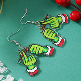 Hot selling acrylic Christmas green headed monster earrings necklace keychain bag pendant accessories in Europe and America