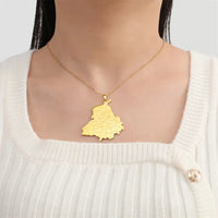 EUEAVAN 1pc India State Punjab Map Pendant Patriotic Ethnic Stainless Steel Charms DIY Necklace Keychain Jewelry Making Supplies