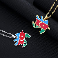 2024 new fashion stainless just Azerbaijan map with flag pendant necklace temperament everything collarbone chain birthday anniv
