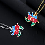 2024 new fashion stainless just Azerbaijan map with flag pendant necklace temperament everything collarbone chain birthday anniv