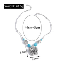 Ethnic Antique Silver Color Moon Choker Necklaces for Women Boho Turquoise Necklace Girls Party Jewelry Gifts