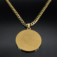 Catholic Saint Benedict Pendant Necklace for Women Men Stainless Steel Gold Color Rhinestone Religion Male Chain Jewelry