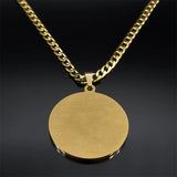 Catholic Saint Benedict Pendant Necklace for Women Men Stainless Steel Gold Color Rhinestone Religion Male Chain Jewelry