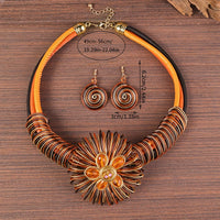 Flower African Women Necklace Earrings Jewelry Sets For Wedding Party Dress