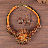 Flower African Women Necklace Earrings Jewelry Sets For Wedding Party Dress