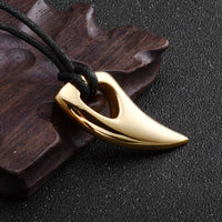 Punk Hip Hop Wolf Tooth Leather Rope Pendant Necklaces For Men Women Stainless Steel Fashion Animal Amulet Jewelry Wholesale
