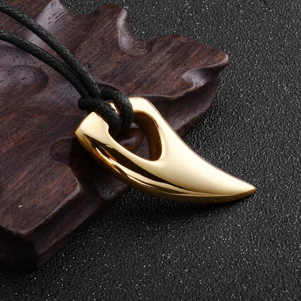 Punk Hip Hop Wolf Tooth Leather Rope Pendant Necklaces For Men Women Stainless Steel Fashion Animal Amulet Jewelry Wholesale