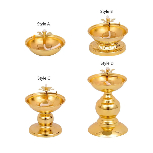 Ghee Lamp Holder Oil Lamp Dish Dimmable Buddhist Alloy Butter Lamp Holder for Living Room Home Desktop Decoration Ornament