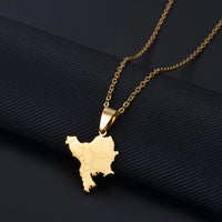 Anniyo 2.4CM Balkan Peninsula Map Pendant Necklaces For Women Girls‎ Stainless Steel Jewelry #539162