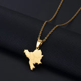 Anniyo 2.4CM Balkan Peninsula Map Pendant Necklaces For Women Girls‎ Stainless Steel Jewelry #539162