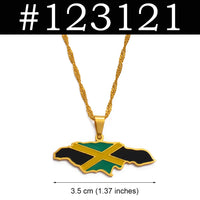 Anniyo Colorful Flags Nigeria Ghana Jamaica Guyana Maps Stainless Steel & Enamel Pendant Necklaces National Jewelry @122921
