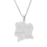 2024 New fashion stainless steel Ivorian map necklace for men and women geometric national style collarbone chain anniversary sm