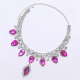 Luxury Sparkling Crystal Fashion Multi layered Pendant Women's Necklace Colorful Gemstone Necklace Bridal Wedding Accessories