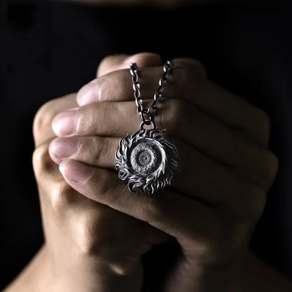 Original Van Gogh sunflower sunflower men's necklace high sense pendant nautical compass retro fashion trend pendant gift.