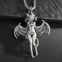 Retro Gothic Mysterious Demon Angel Wings Pendant Necklace Men's Punk Hip Hop Trendy Cool Jewelry Boy Gift