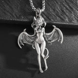 Retro Gothic Mysterious Demon Angel Wings Pendant Necklace Men's Punk Hip Hop Trendy Cool Jewelry Boy Gift