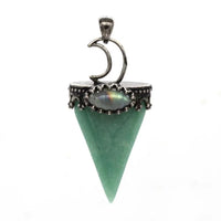 Crystal Triangle Moon Stone Pendants For Women Natural Amethyst Rose Quartz Labradorite Agate Stone Pendant Vingate Jewellery