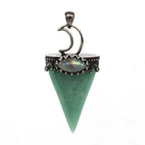 Crystal Triangle Moon Stone Pendants For Women Natural Amethyst Rose Quartz Labradorite Agate Stone Pendant Vingate Jewellery
