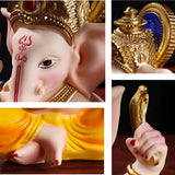 Resin Lucky Fortune Elephant God Statue Ganesha Figurine Indian Shiva God Sculpture Religious Ornaments Home Office Decortion