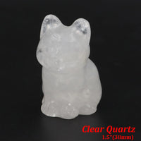1.5" Cat Figurine Natural Stone Crystal Hand-carved Crystal Animal Statue Chakra Gem DIY Animal Handicrafts Artworks Home Decor