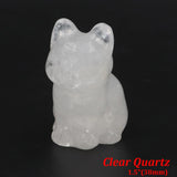 1.5" Cat Figurine Natural Stone Crystal Hand-carved Crystal Animal Statue Chakra Gem DIY Animal Handicrafts Artworks Home Decor