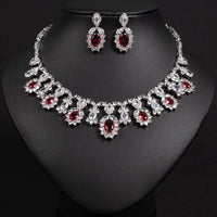 Women's Light Luxury Niche Design Floral Zircon Necklace Earring Set Fashionable And Versatile Pendant Set Daily Accessories