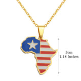 3CM Hip-Hop Africa Map Pendant Necklaces Stainless Steel Jewelry Kenya Mali Senegal Somalia Ghana Sierra Leone Liberia #350221