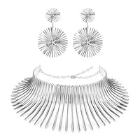 Oversized jewelry exaggerated metal collar choker flower necklace sunflower earrings collar set