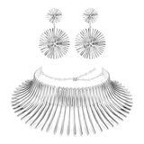 Oversized jewelry exaggerated metal collar choker flower necklace sunflower earrings collar set