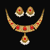 Luxury Elegant Crystal Wedding Jewelry Set Women Vintage Water Drop Earring Necklace Set Indian Gold Color Bijoux Bride Gift