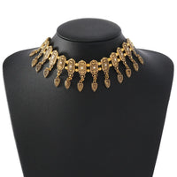 New Fashion Ethnic Style Retro Antique Alloy Carved Rhinestone Women's Neck Chain Choker Necklace Indian Jewelry