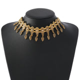 New Fashion Ethnic Style Retro Antique Alloy Carved Rhinestone Women's Neck Chain Choker Necklace Indian Jewelry