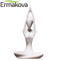 ERMAKOVA 12 Styles Abstract Art Ceramic Yoga Poses Figurine Porcelain Lady Figure Statue Home Yoga Studio Decor Ornament
