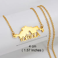 Anniyo British Virgin Islands Tortola BVI Map Pendant Chain Necklaces for Women Girls Stainless Steel Jewelry #306001