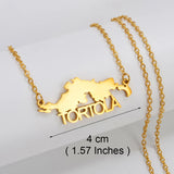 Anniyo British Virgin Islands Tortola BVI Map Pendant Chain Necklaces for Women Girls Stainless Steel Jewelry #306001