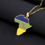 2024 New fashion stainless steel Africa map Berber necklace for men and women geometric titanium steel pendant ethnic style coll